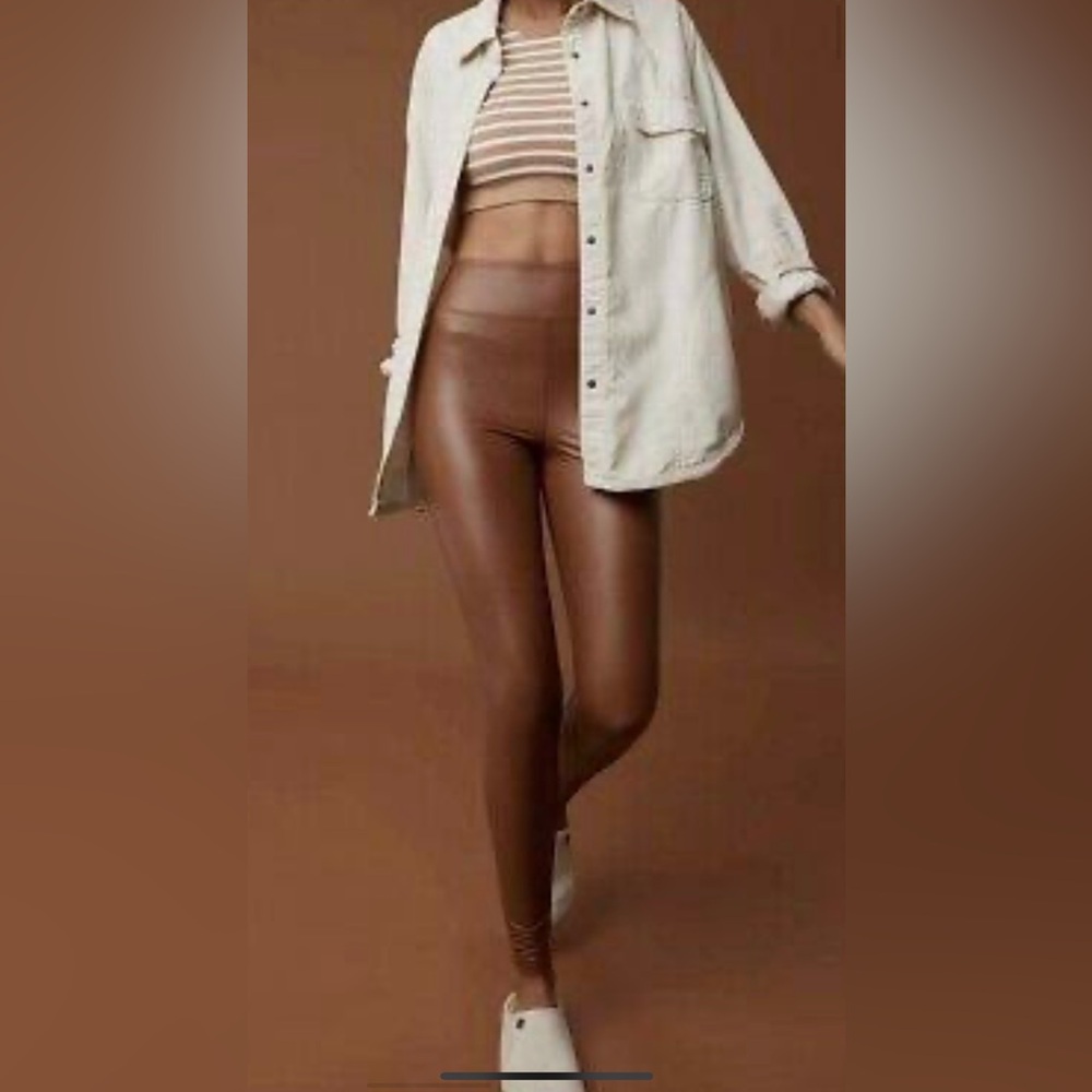 NWT Offline by Aerie Luxe Faux Leather Legging - Brown- Medium